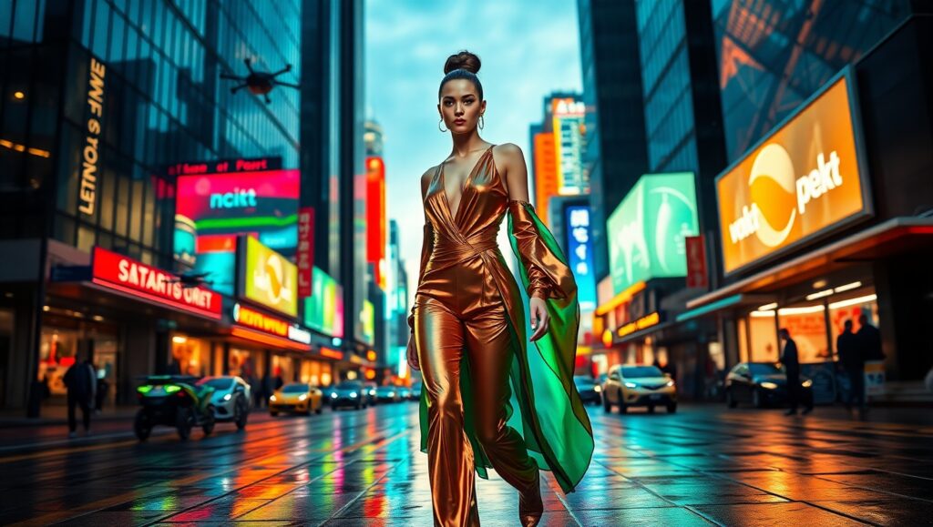 Fashion Forward in Neon City – free AI stock image
