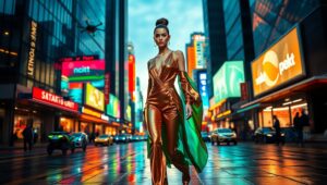 Fashion Forward in Neon City – free AI stock image
