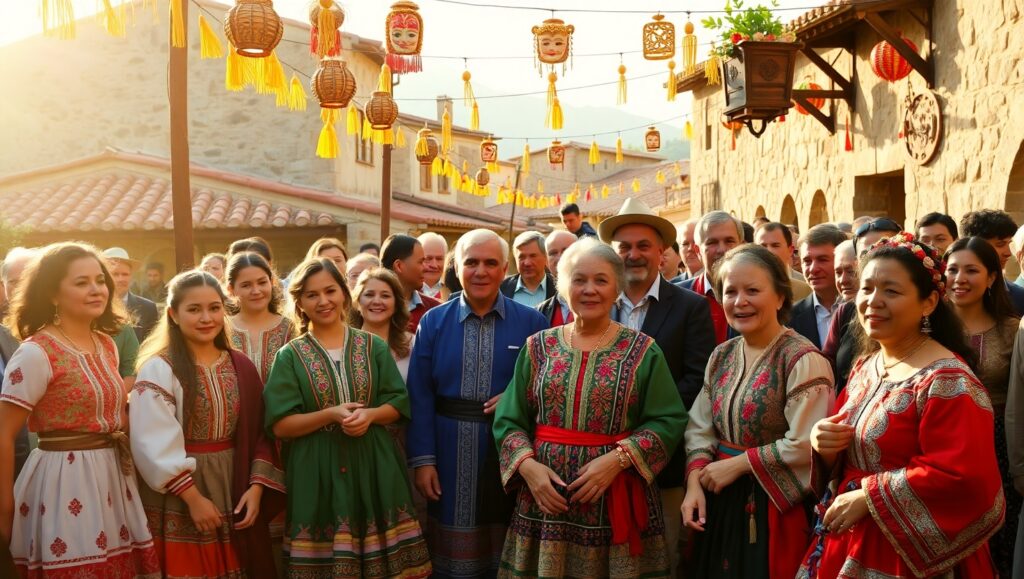 Festive Celebration in Traditional Attire – free AI stock image