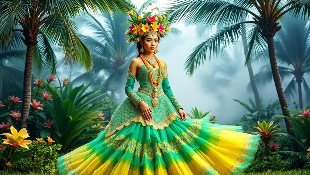 Festive Island Traditional Costume Design – free AI stock image