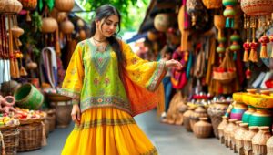Fictional Culture’s Vibrant Costume Design – free AI stock image