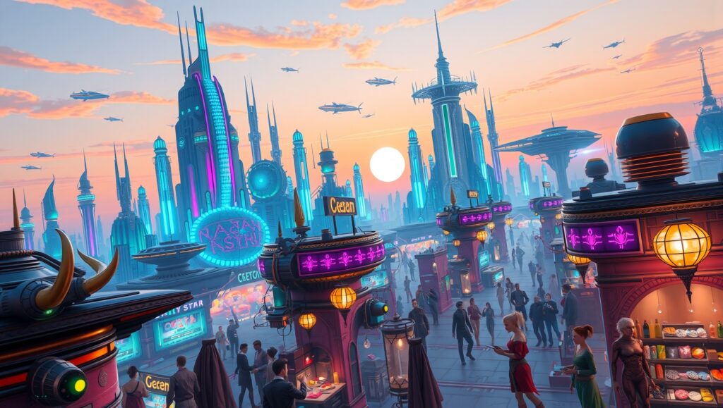 Floating City of the Future 1QO – free AI stock image