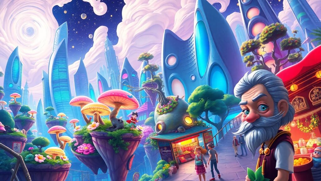 Floating Gardens in a Futuristic City XDu – free AI stock image