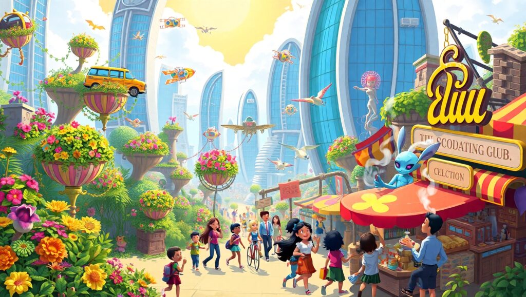 Floating Gardens in Isometric – free AI stock image