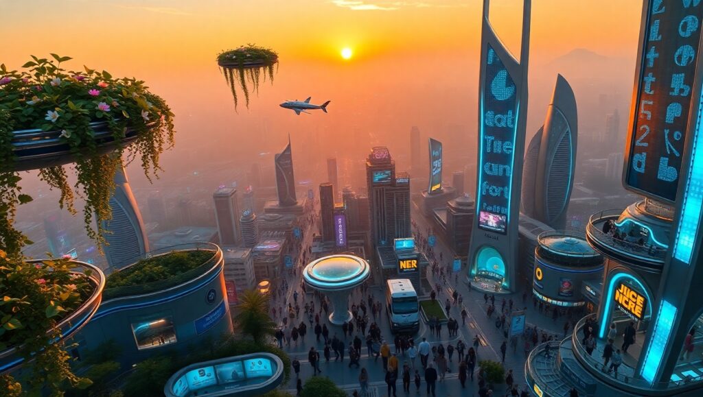 Floating Gardens of a Futuristic City N7d – free AI stock image