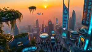 Floating Gardens of a Futuristic City N7d – free AI stock image