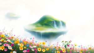 Floating Island Serenity in Watercolor – free AI stock image