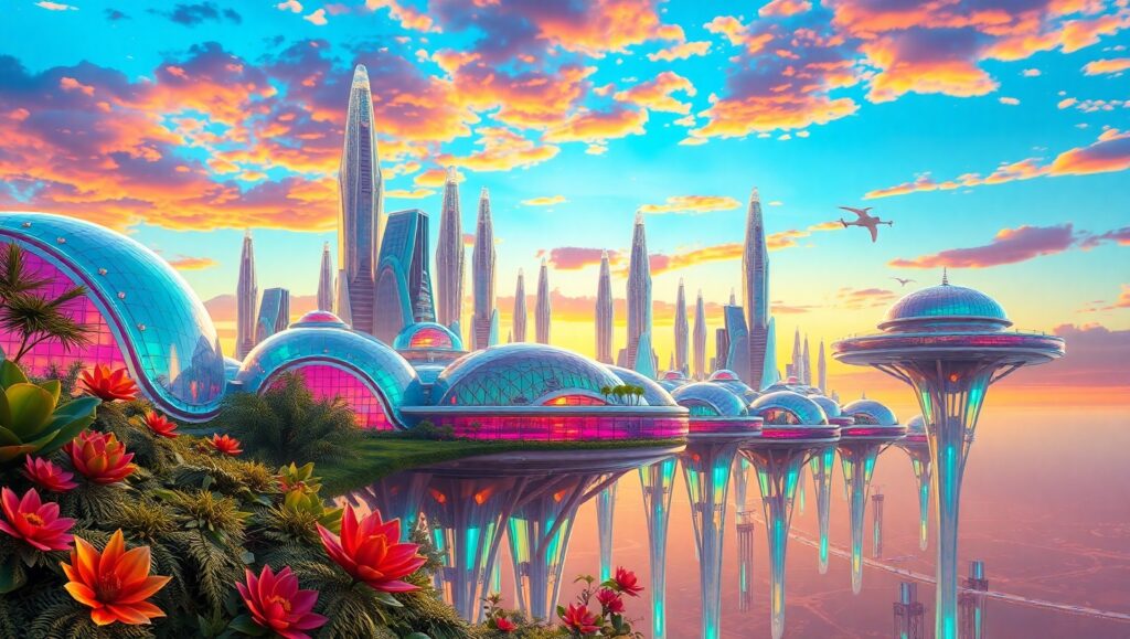Floating Islands Cityscape Design – free AI stock image