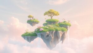 Floating Islands in a Dreamy Sky Aj9 – free AI stock image