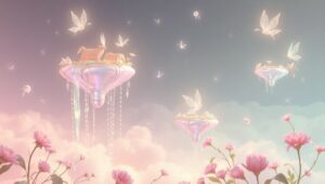Floating Islands in Pastel Dreams – free AI stock image