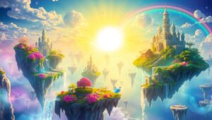 Floating Islands of Ancient Harmony – free AI stock image