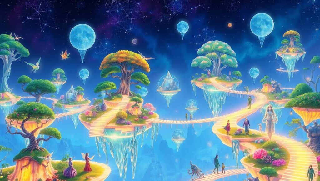 Floating Islands of Bioluminescent Dreams – free AI stock image