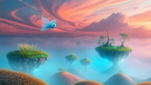 Floating Islands of Bioluminescent Wonder – free AI stock image