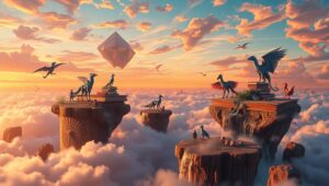 Floating Islands of Enchanted Stories – free AI stock image