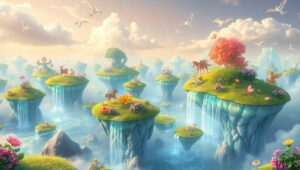 Floating Islands of Fantasy – free AI stock image