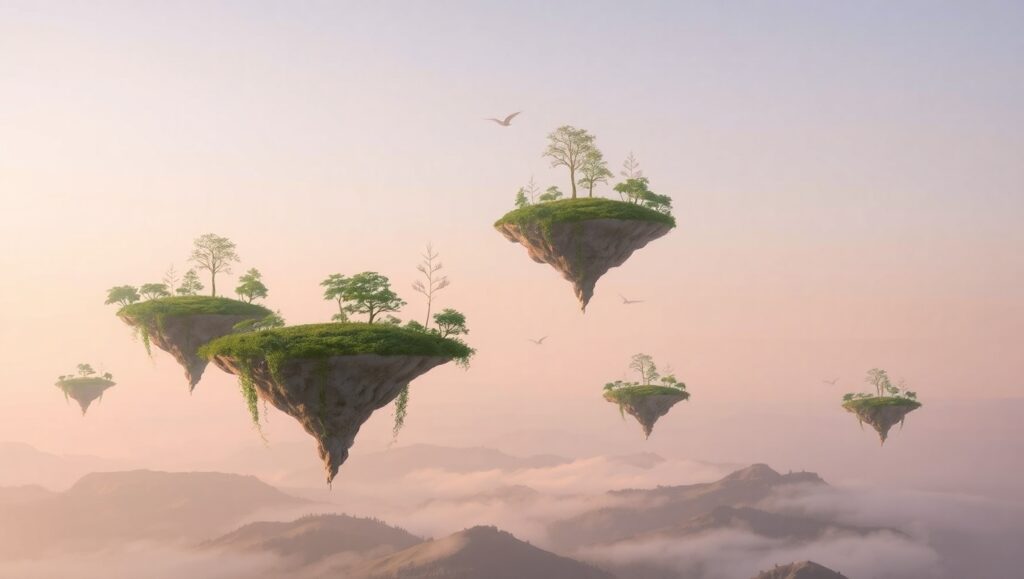 Floating Islands of Serene Dreams – free AI stock image