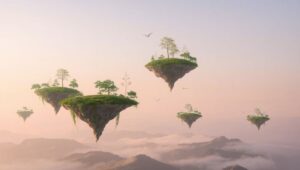 Floating Islands of Serene Dreams – free AI stock image