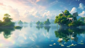 Floating Islands Under a Dreamy – free AI stock image