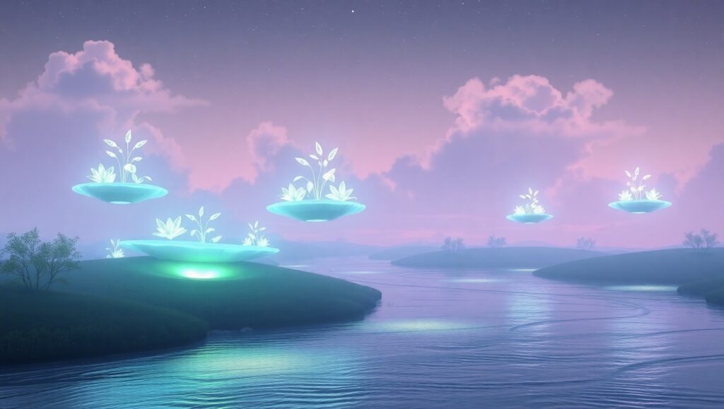 Floating Islands Under Starry Sky – free AI stock image