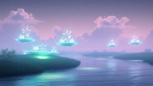 Floating Islands Under Starry Sky – free AI stock image