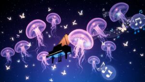 Floating Melodies in a Cosmic Ocean – free AI stock image