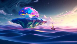 Floating Mushroom Island at Night – free AI stock image