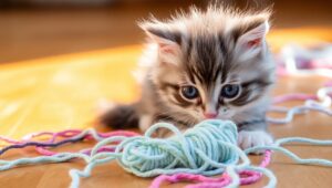 Fluffy Kitten Playing Joyfully – free AI stock image