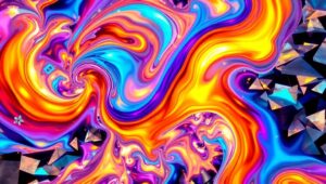 Fluid Colors in Geometric Chaos – free AI stock image