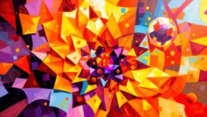 Fluid Geometric Symphony of Colors – free AI stock image
