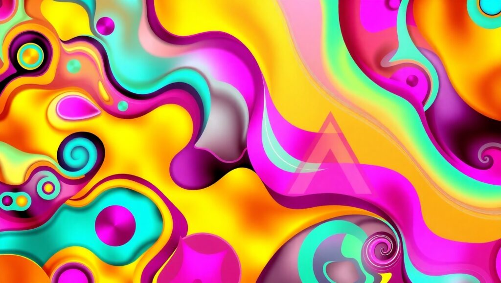 Fluid Geometry in Bold Colors – free AI stock image