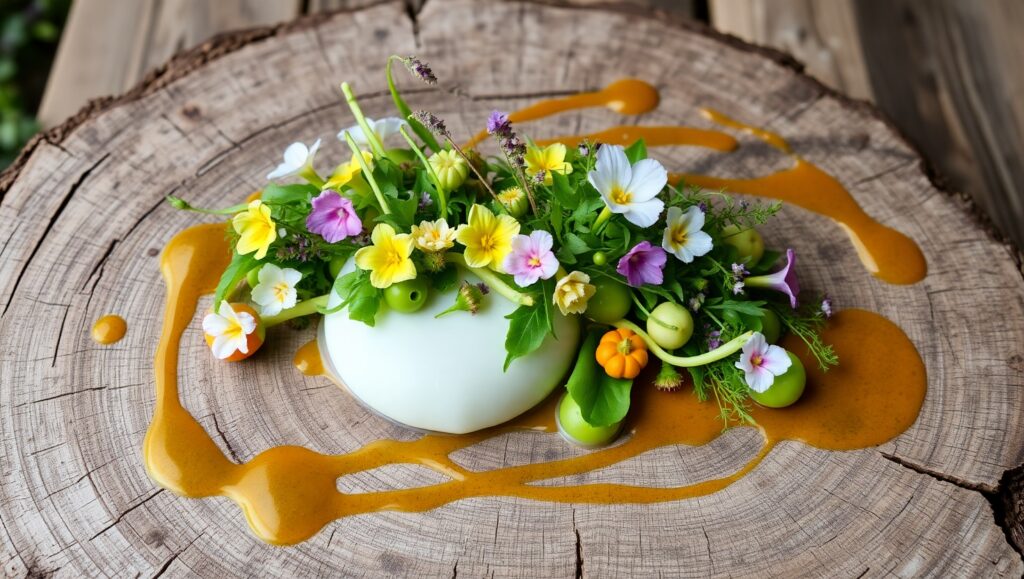 Forest-Inspired Gourmet Plating – free AI stock image