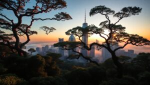 Forest Meets City: Double Exposure – free AI stock image