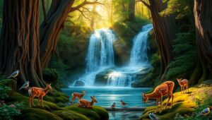 Forest Serenity and Wildlife Harmony – free AI stock image