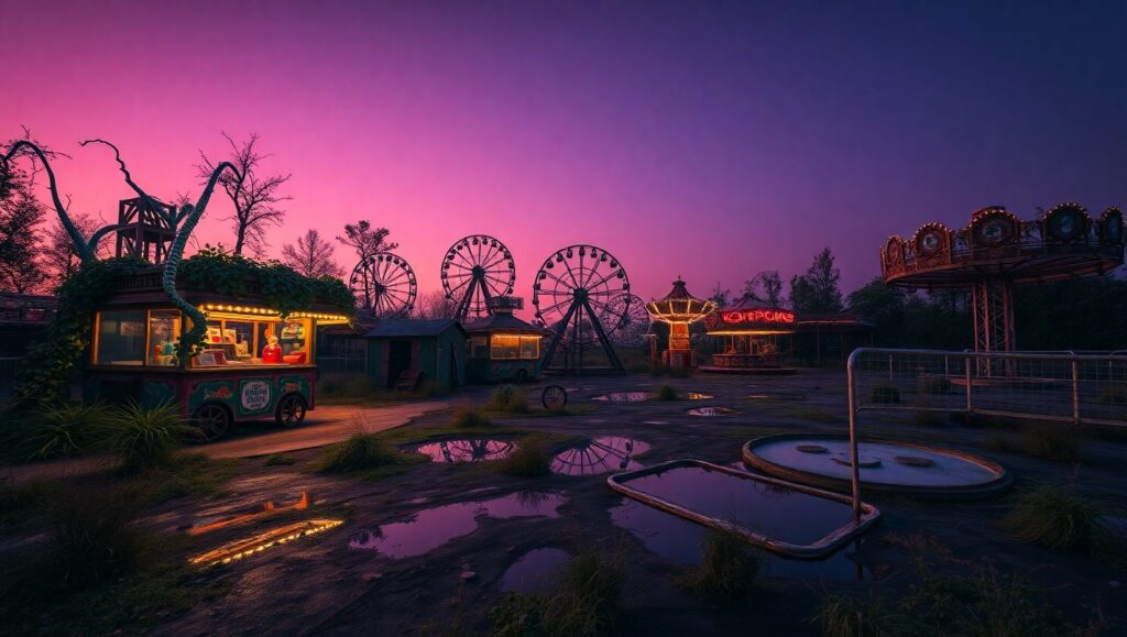 Forgotten Carnival at Dusk – free AI stock image
