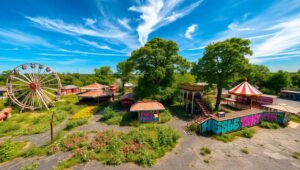 Forgotten Fun: Nature’s Reclamation – free AI stock image