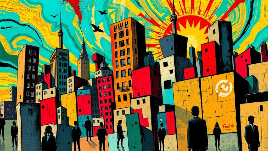 Fractured City in Cubist Style – free AI stock image