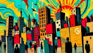 Fractured City in Cubist Style – free AI stock image