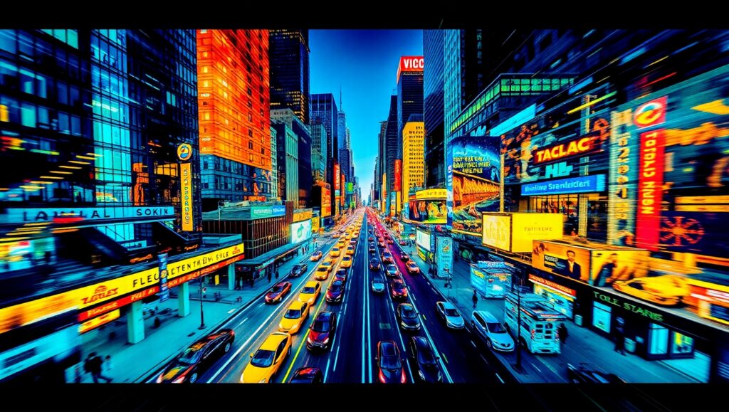 Fragmented City Life in Color – free AI stock image