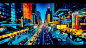 Fragmented City Life in Color – free AI stock image