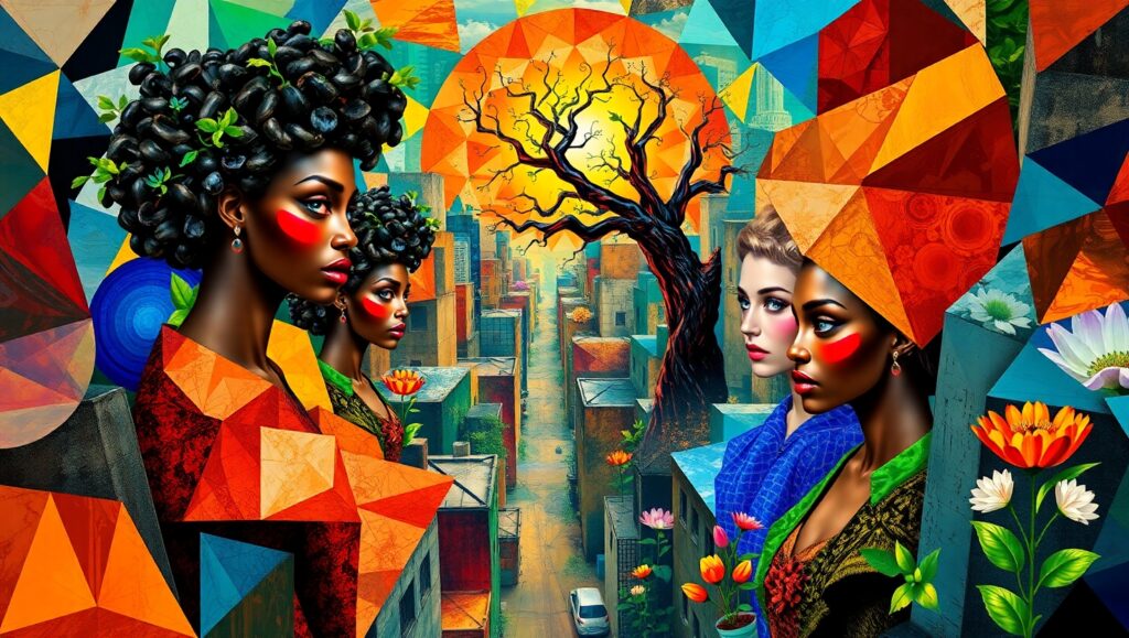 Fragmented Cityscape in Cubist Style z8l – free AI stock image