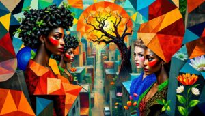 Fragmented Cityscape in Cubist Style z8l – free AI stock image