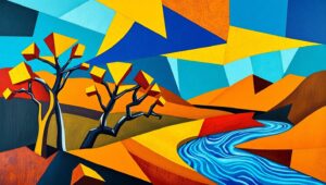 Fragmented Nature in Cubistic Style – free AI stock image