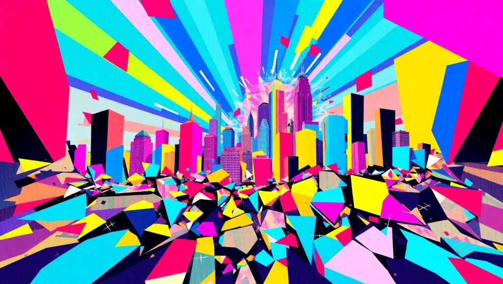 Fragmented Urban Dreamscape – free AI stock image