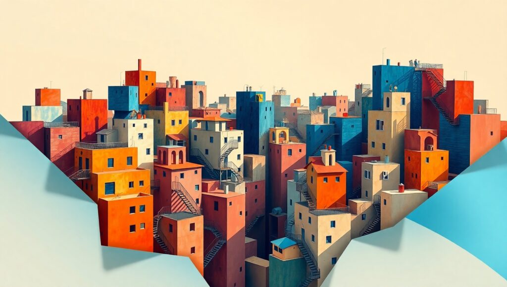 Fragmented Urban Dreamscape Jev – free AI stock image