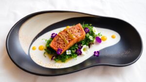 Fusion Gourmet Plate Presentation – free AI stock image