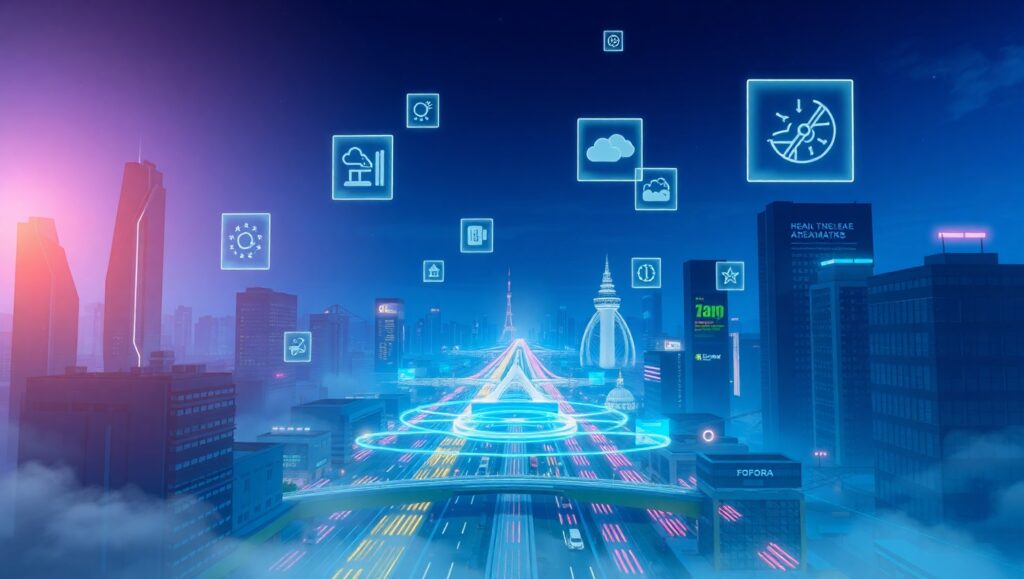 Futuristic AR City Interface Design – free AI stock image