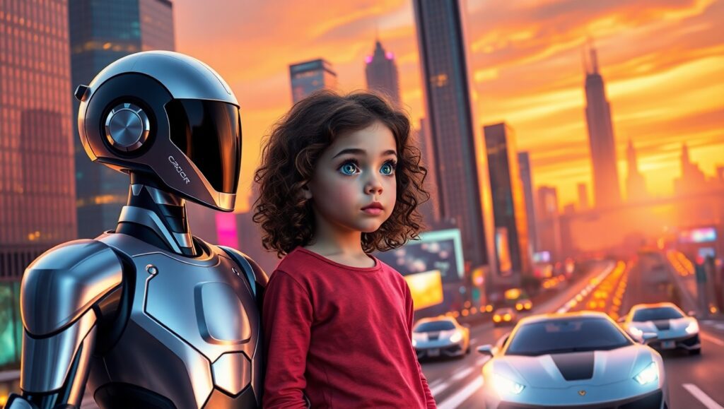 Futuristic City Adventure Awaits – free AI stock image