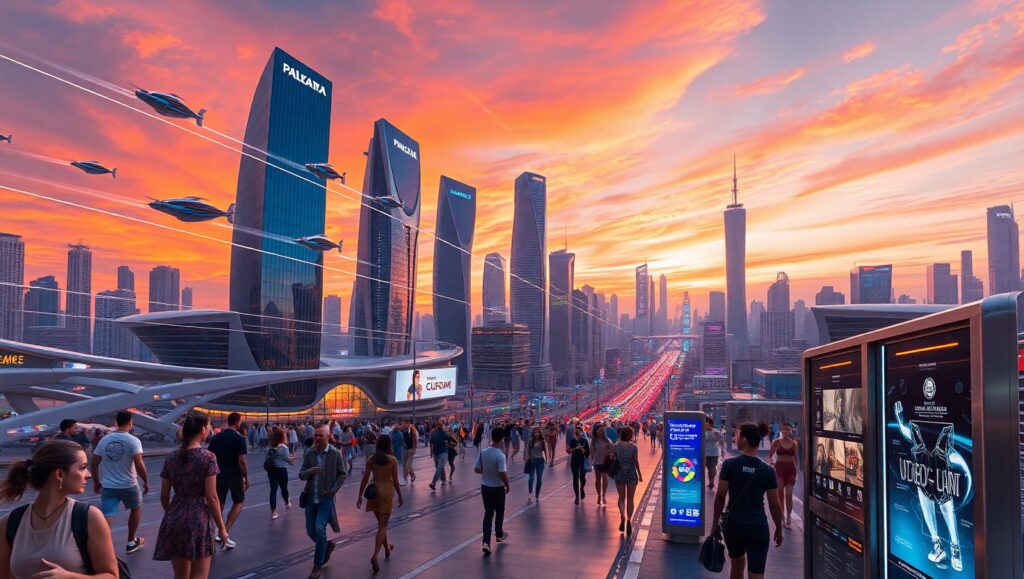 Futuristic City at Sunset YoU – free AI stock image