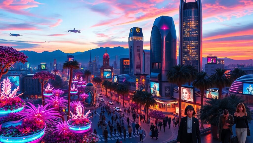 Futuristic City at Twilight DJC – free AI stock image