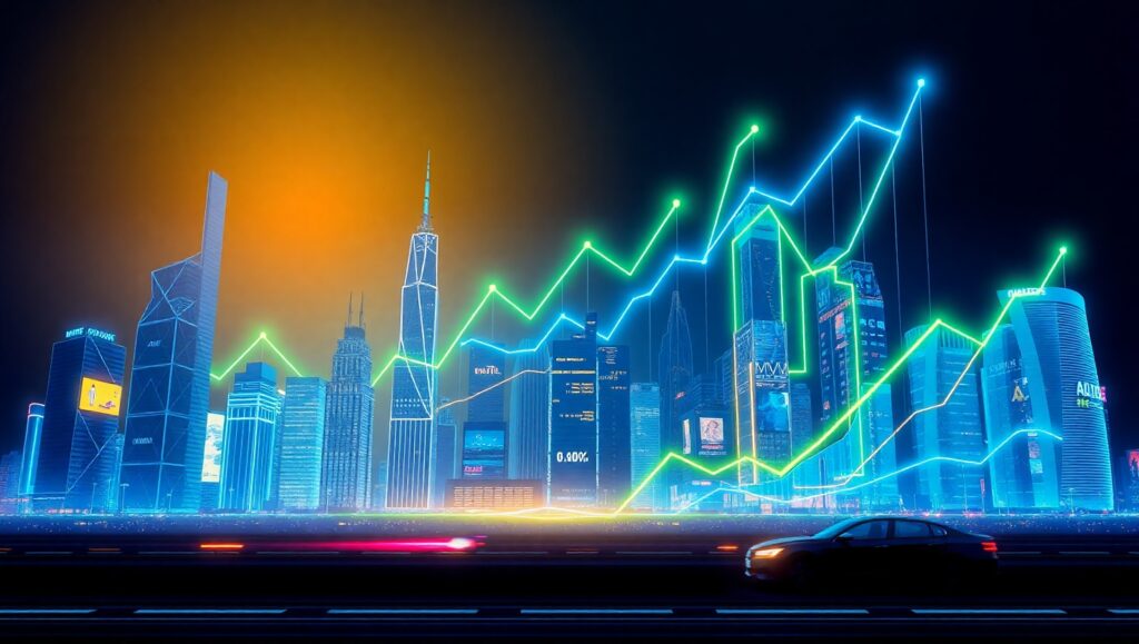 Futuristic City Financial Growth – free AI stock image